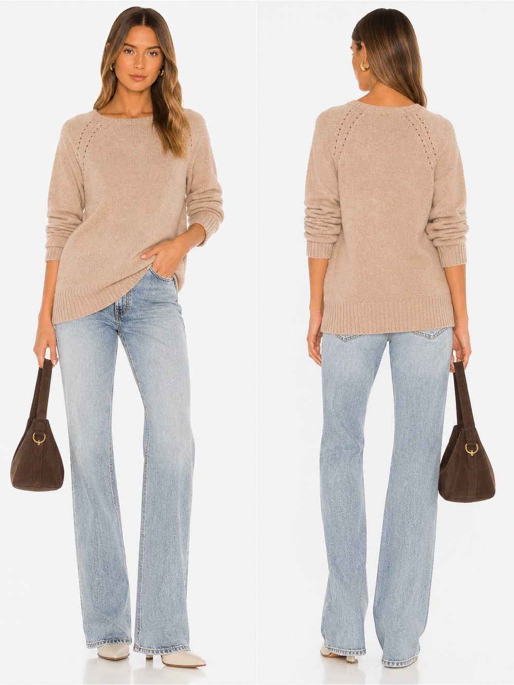 Brochu Walker 100% Cashmere Sweater XS Beige Oatmeal Luxury Knit Pullover